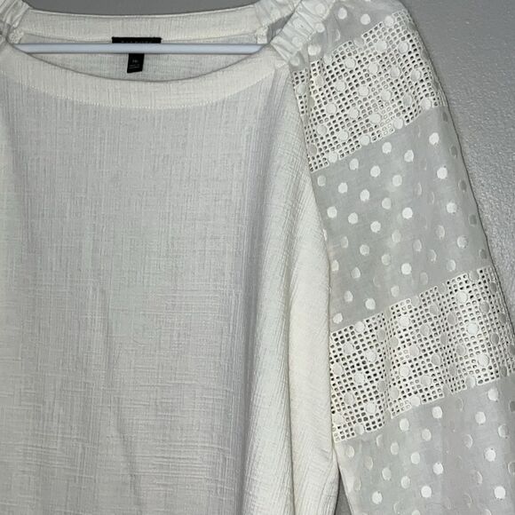 Talbots Petite Eyelet Sleeve Peasant Top - Picture 5 of 8